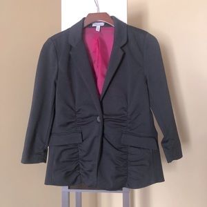 Black Blazer with Ruching and 3/4 Sleeves
